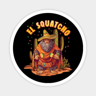 El Squatcho Bigfoot with Maraca, Sombrero and Poncho Magnet